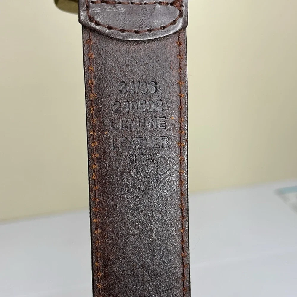Men’s Leather Belt Brown Professional Brass Buckle 34/36